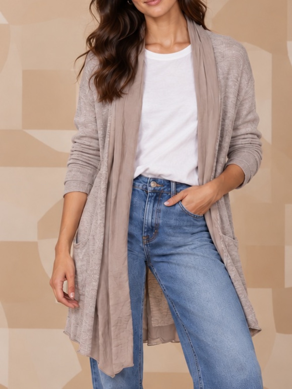🪅MAKE OFFER🪅Haute Hippie M/L Open Draped Duster Silk Blend Cardigan Sweater MeD